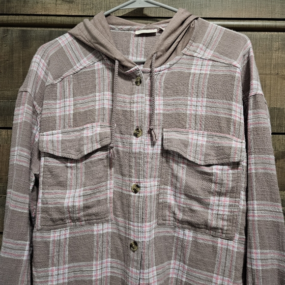 Hooded Flannel Shirt / Shacket - Picture 1 of 16